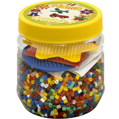HAMA Pot de 4000 Perles et 3 plaques 