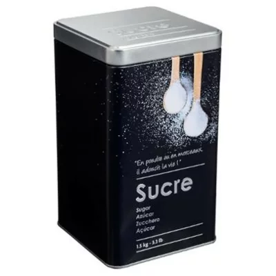 FIVE SIMPLY SMART Pot de conservation en m&eacute;tal noir sucre en poudre