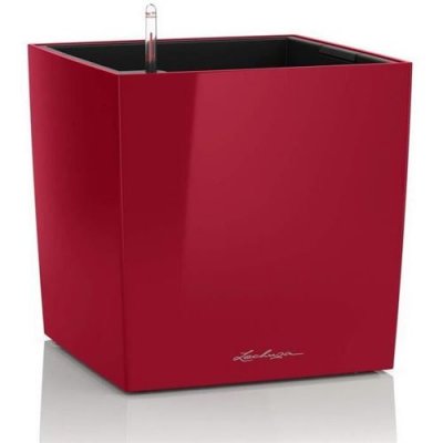 LECHUZA Pot de fleur  Cube Premium 40 - kit complet, rouge scarlet brillant 