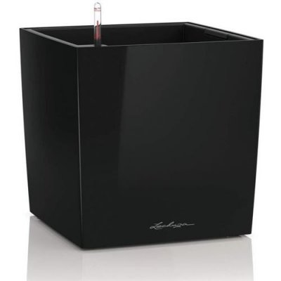 LECHUZA Pot de fleur  Cube Premium 50 - kit complet, noir brillant