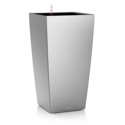 LECHUZA Pot de fleur  Cubico Premium 40 - kit complet, argent m&eacute;tallis&eacute; 