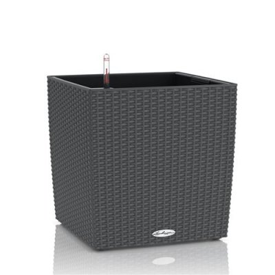 LECHUZA Pot plastique &agrave; r&eacute;serve d'eau  L.30 x l.30 x H.30 cm gris