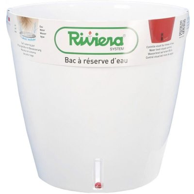RIVIERA Pot plastique &agrave; r&eacute;serve d'eau  Diam.35 x H.33 cm blanc 