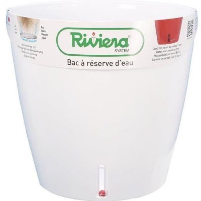 RIVIERA Pot plastique &agrave; r&eacute;serve d'eau  Diam.45 x H.45 cm blanc 