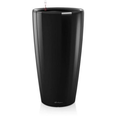 LECHUZA Pot Rondo Premium 40 - Kit Complet, Noir Brillant &Oslash; 40 Cm
