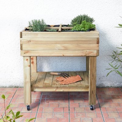 CEMONJARDIN Potager sur pied en bois -  - Carr&eacute; - Id&eacute;al pour entretenir facilement son potager