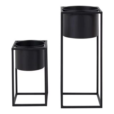 HOUSE NORDIC Pots &agrave; fleurs 2 pcs Lena Noir