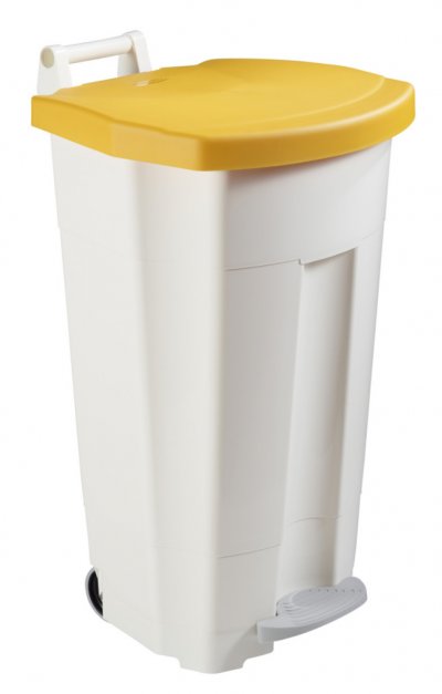 ROSSIGNOL Poubelle 90 litres  tri s&eacute;lectif rectangle &agrave; p&eacute;dale jaune