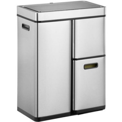 EKO Poubelle &agrave; capteur Mirage Plus 1x30 l + 2x15 l Argent&eacute; mat  Argent