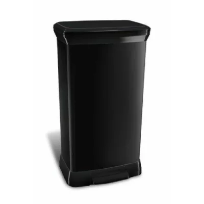 CURVER Poubelle &agrave; p&eacute;dale 50 l plastique touch, aspect m&eacute;tal noir
