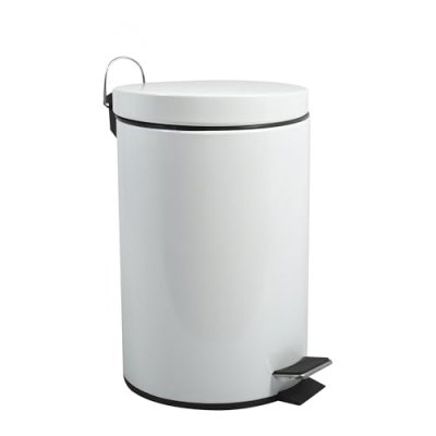 MSV Poubelle &agrave; p&eacute;dale Acier 12L Blanc - Blanc - 