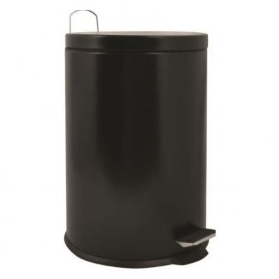 MSV Poubelle &agrave; p&eacute;dale Acier 20L Noir Mat - Noir - 