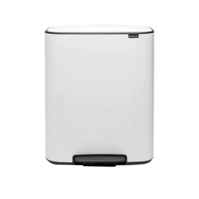 BRABANTIA Poubelle &agrave; p&eacute;dale Bo acier blanc 2x30L 