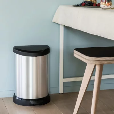 CURVER Poubelle &agrave; p&eacute;dale Deco Forme de d 15 l Argent&eacute;  n/a