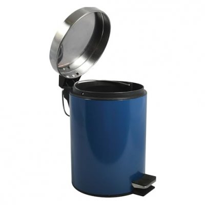 MSV Poubelle &agrave; p&eacute;dale Inox 3L Bleu Fonc&eacute; - Bleu - 