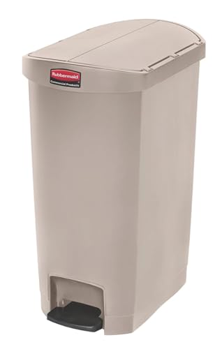 RUBBERMAID COMMERCIAL PRODUCTS Poubelle &agrave;&nbsp; p&eacute;dale lat&eacute;rale Rubbermaid Slim Jim 50L beige