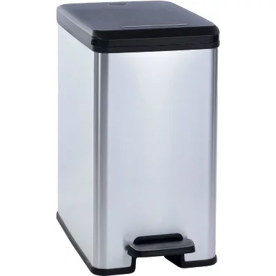CURVER Poubelle &agrave; p&eacute;dale mince Deco 25 l Argent&eacute;  n/a