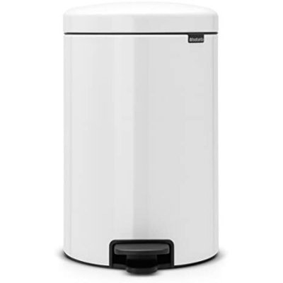 BRABANTIA Poubelle &agrave; p&eacute;dale NEW ICON inox blanc 20L
