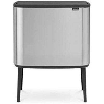 BRABANTIA Poubelle Bo Touch bin Tri 3 x 11 Litres Inox mat,  Gris