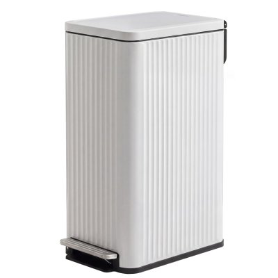 SONGMICS Poubelle de cuisine 50 l avec seau amovible couvercle &agrave; p&eacute;dale blanc