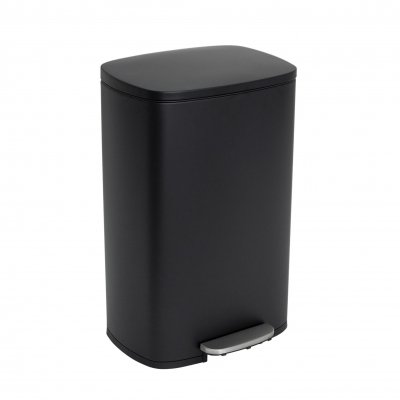 KITCHEN MOVE Poubelle de cuisine &agrave; p&eacute;dale ADMIRAL Noir Acier inoxydable 50 L