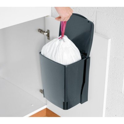 BRABANTIA Poubelle de porte &agrave; fixer  Built-In Bin 10 L noir