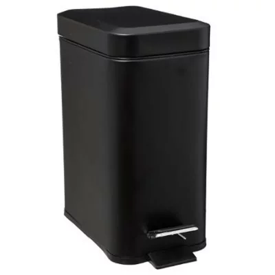 FIVE SIMPLY SMART Poubelle de salle de bain &agrave; p&eacute;dale en m&eacute;tal Noir Soft Close 5 L