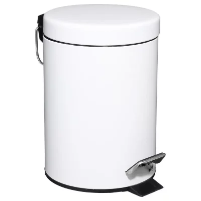 PARIS PRIX Poubelle en m&eacute;tal - 33 L - D 17 cm x H 24 cm - M&eacute;tal - Blanc