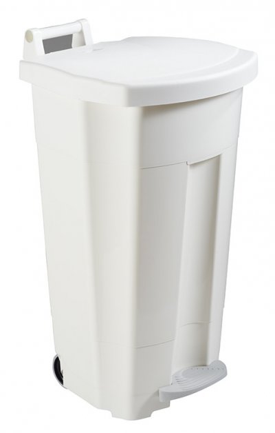 ROSSIGNOL Poubelle mobile &agrave; p&eacute;dale 90L Blanc plastique basic -
