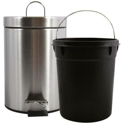 MSV Poubelle  - Finition satin&eacute;e avec seau amovible - 3 L - Gris