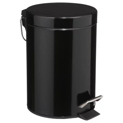 PARIS PRIX Poubelle salle de bain &agrave; p&eacute;dale 3L en m&eacute;tal noir