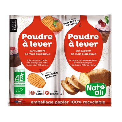 NAT ALI Poudre &agrave; lever bio 2 x 7 g Nat-ali