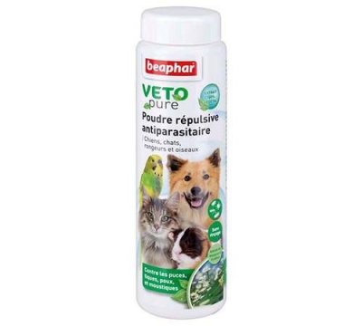 BEAPHAR Poudre VETOPure r&eacute;pulsive antiparasitaire pour chien, chat, oiseau et rongeur