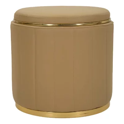 MAURO FERRETTI Pouf avec rangement en similicuir marron, &oslash; 46,5 x 44 cm