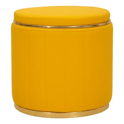 MAURO FERRETTI Pouf avec rangement en similicuir moutarde, &oslash; 46,5 x 44 cm