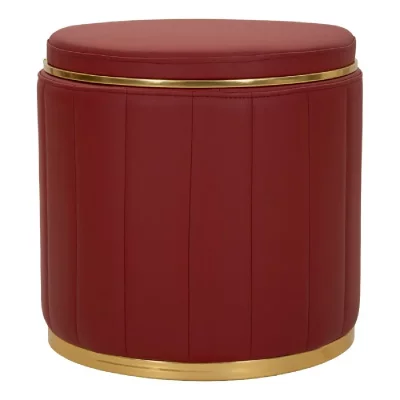 Pouf avec rangement en similicuir rouge, &oslash; 46,5 x 44 cm
