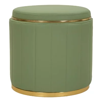 MAURO FERRETTI Pouf avec rangement en similicuir vert clair, &oslash; 46,5 x 44 cm