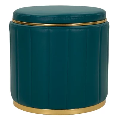 MAURO FERRETTI Pouf avec rangement en similicuir vert fonc&eacute;, &oslash; 46,5 x 44 cm