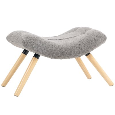 HOMCOM Pouf Bouclette Design Scandinave Bois Assise Courb&eacute;e Bouclette