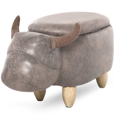 HOMCOM Pouf coffre de rangement 2 en 1 motif vachette