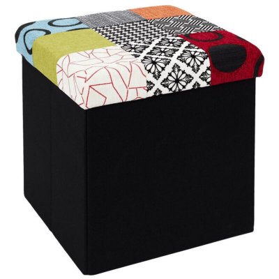 THE HOME DECO FACTORY Pouf coffre de rangement patchwork