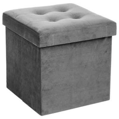ATMOSPHERA Pouf coffre pliant Lysandre velours Gris