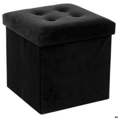 ATMOSPHERA Pouf coffre pliant Lysandre velours Noir