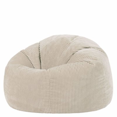 ICON Pouf Contemporain en Velours C&ocirc;tel&eacute; -  - Kingston - 85cm x 50cm - Pierre Beige