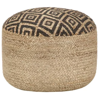 VIDAXL Pouf en jute de &Oslash; 45x30 cm noir rempli de caoutchouc mousse Vida XL