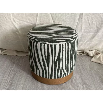 MAURO FERRETTI Pouf en tissu blanc et vert &oslash; 40x40 cm