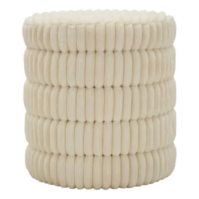MAURO FERRETTI Pouf en tissu effet peluche cr&egrave;me, &oslash; 41 x 46 cm