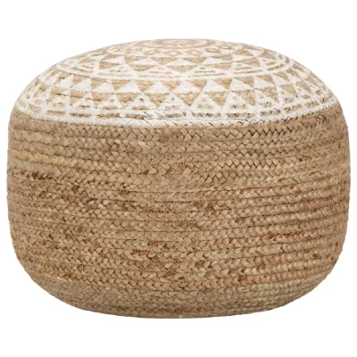 VIDAXL Pouf fait &agrave; la main Blanc 45x30 cm Jute  - White