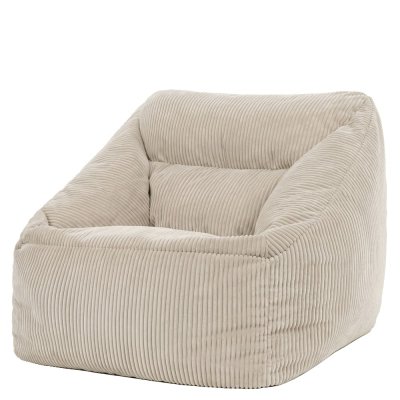 ICON Pouf Fauteuil en Velours C&ocirc;tel&eacute; Morgan -  - XXL - Pierre Beige