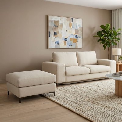 MAISON AUBERTIN Pouf Fiesole Tissu Beige - Beige